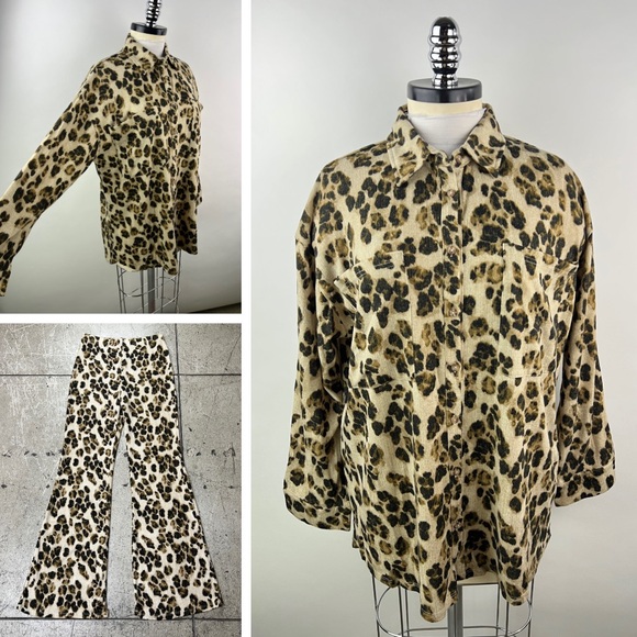 Pants - 456B. Leopard Pant & Button Front Set